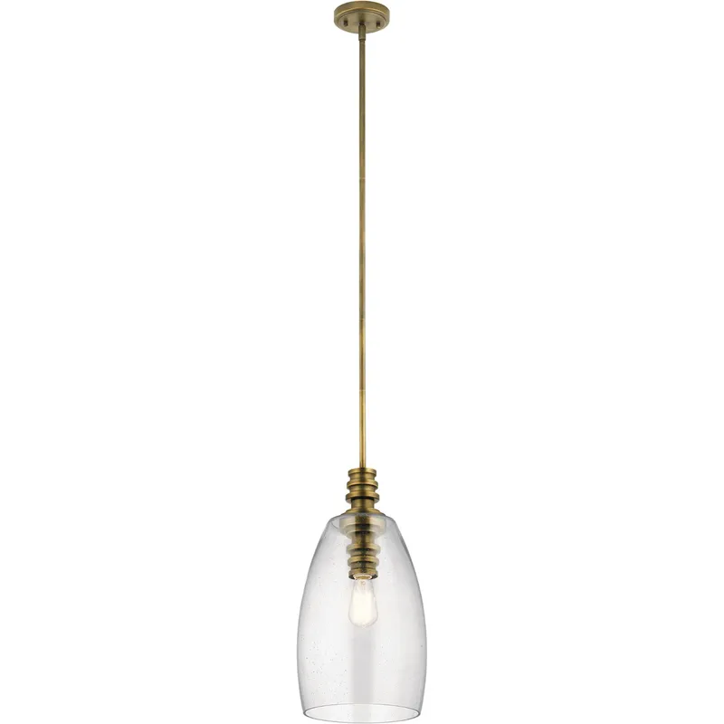 Lakum 1 Light 10 inch Natural Brass Pendant Ceiling Light