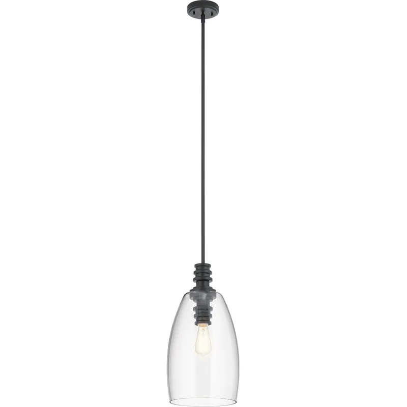 Lakum 1 Light 10 inch Black Pendant Ceiling Light