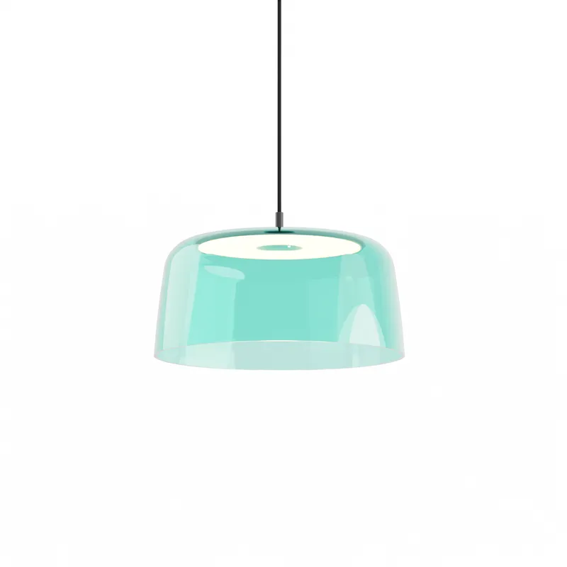 Yurei LED 14 inch Matte Black Pendant Ceiling Light in Acrylic Blue
