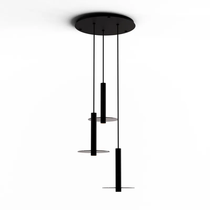 Combi LED 18 inch Matte Black Pendant Ceiling Light in Dark Grey Glass, Suspension / Flush Mount 2-in-1