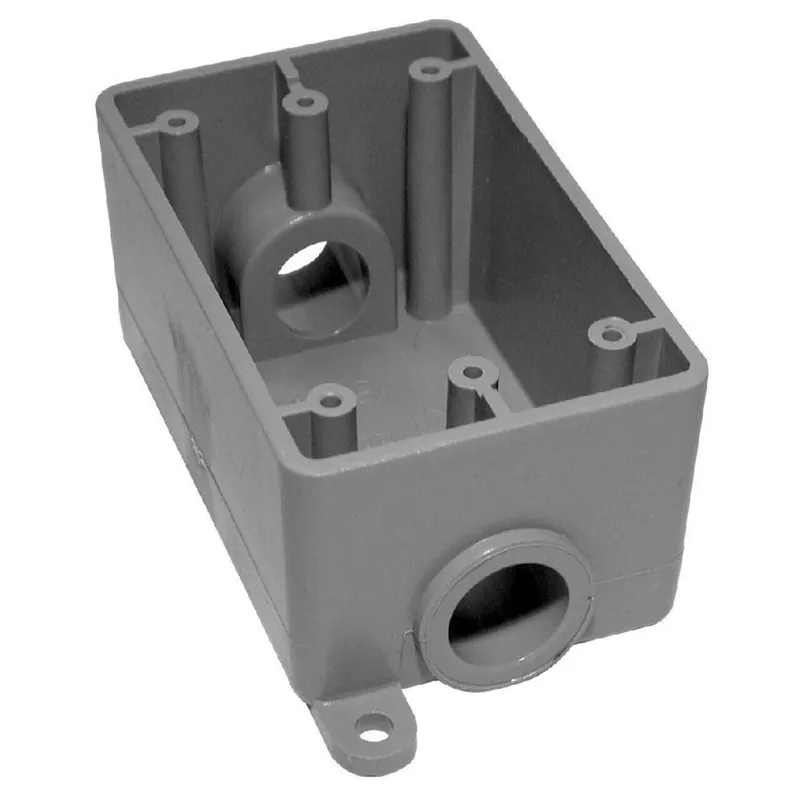 FSC Box, 1 Gang, (2) 1" Hubs, PVC, Gray