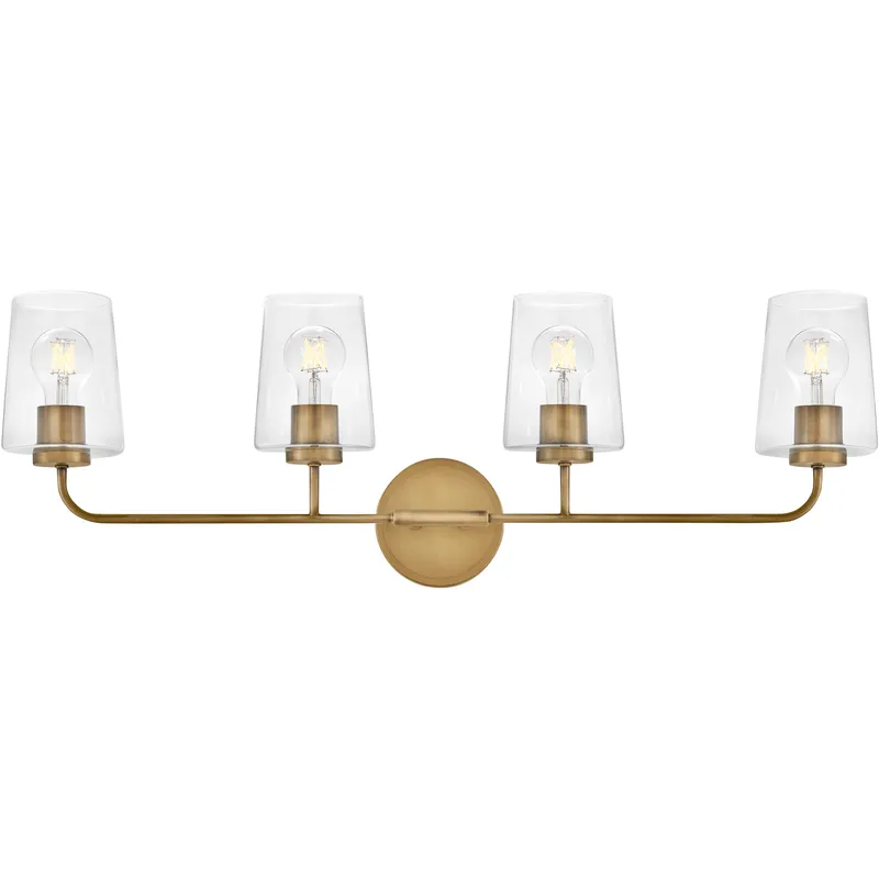 Kline 4 Light 33 inch Heritage Brass Bath Wall Light in Clear