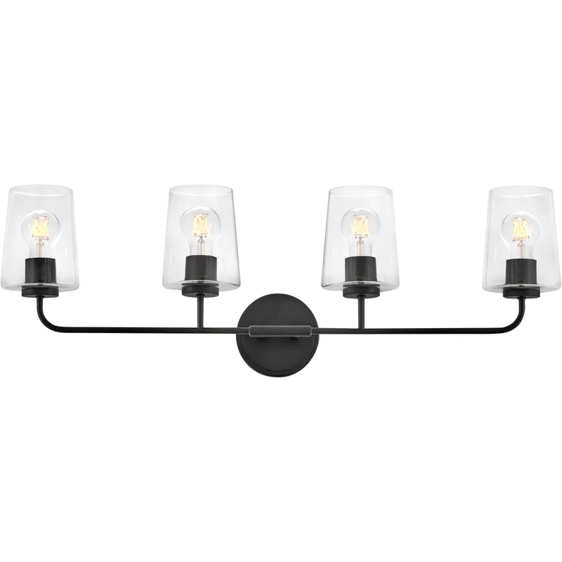 Kline 4 Light 33 inch Black Bath Wall Light in Clear