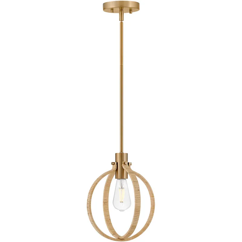 Fallon 1 Light 10 inch Lacquered Brass with Bamboo Pendant Ceiling Light