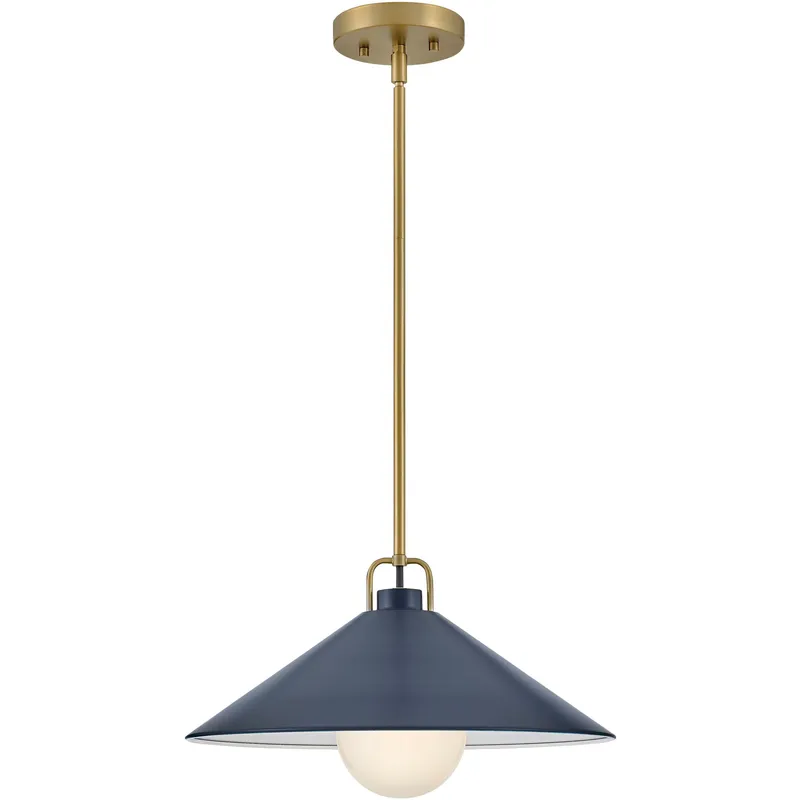 Milo LED 16 inch Lacquered Brass with Matte Navy accents Pendant Ceiling Light