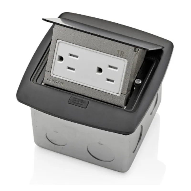 Pop-Up Floor Box with Tamper-Resistant Outlet