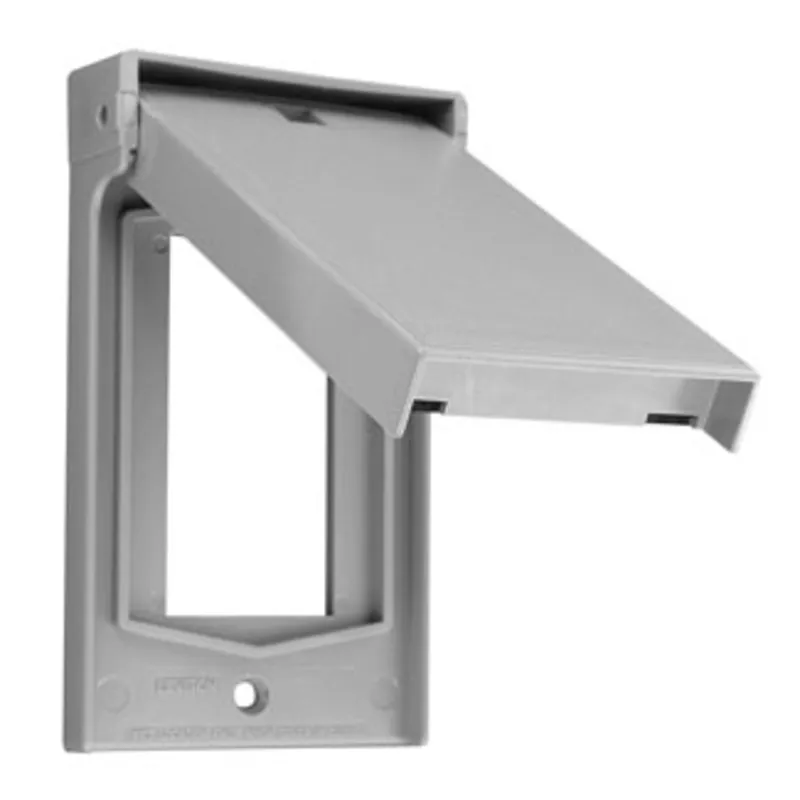 Weatherproof Cover, 1 Gang, GFCI Type, Vertical Mount, Thermoplastic Nylon, Gray