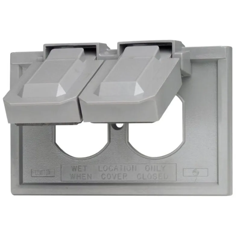 Weatherproof Cover, 1 Gang, Duplex Type, Horizontal Mount, Thermoplastic Nylon, Gray