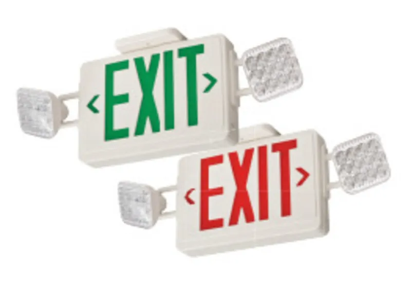 LED EXIT COMBO RED/GRN 2 SQ LAMP HEADS