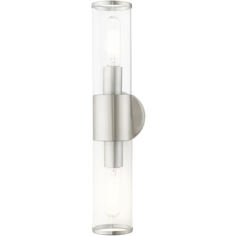 Banca 2 Light 4.25 inch Brushed Nickel ADA Vanity Sconce Wall Light