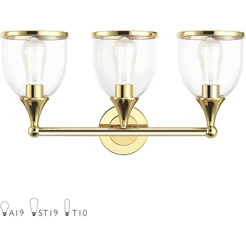 Ashridge 3 Light 24 inch Polished Brass Vanity Sconce Wall Light