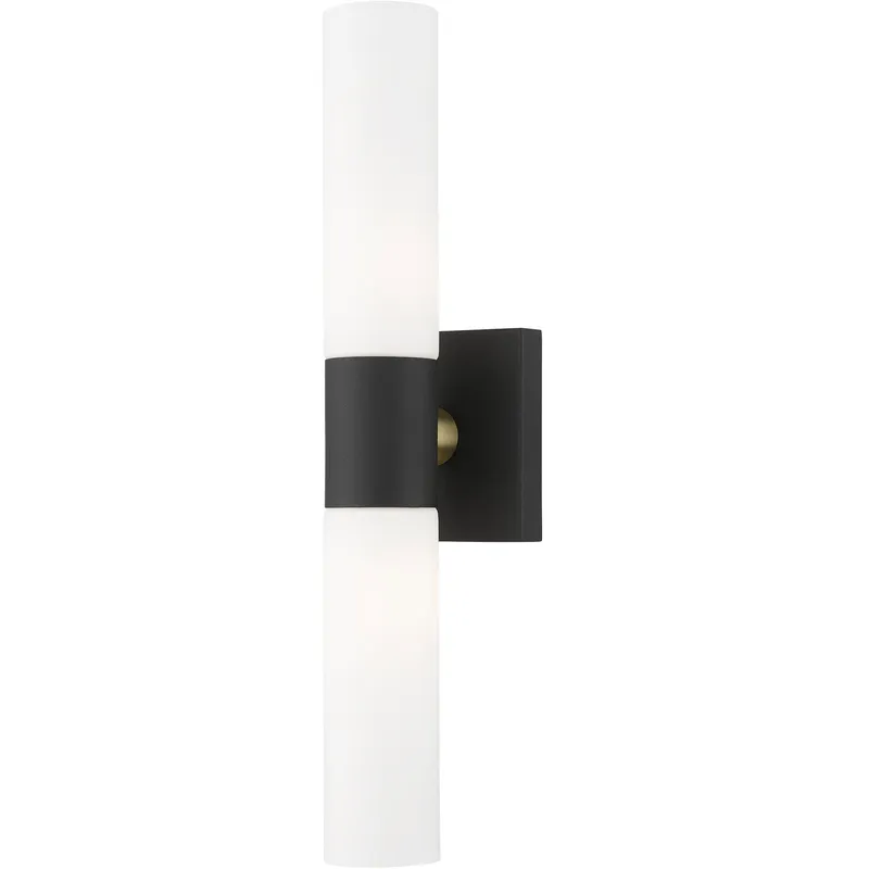 Aero 2 Light 4.5 inch Textured Black with Antique Brass Accent ADA Vanity Sconce Wall Light