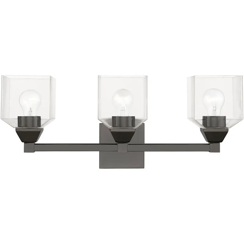 Aragon 3 Light 23 inch Black Chrome Vanity Sconce Wall Light