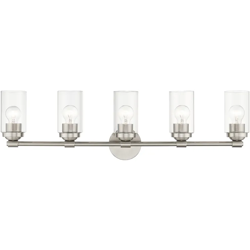 Whittier 5 Light 35 inch Brushed Nickel Large Vanity Sconce Wall Light, Large