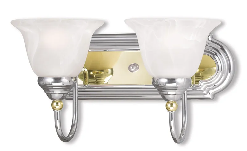 Belmont 2 Light 14 inch Polished Chrome & Polished Brass Vanity Sconce Wall Light