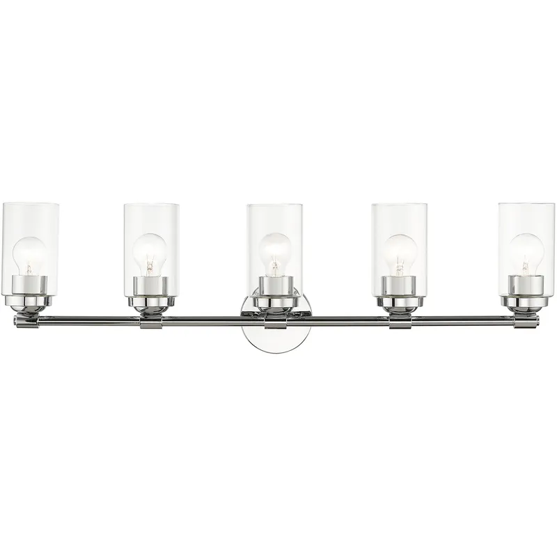 Whittier 5 Light 35 inch Polished Chrome Large Vanity Sconce Wall Light, Large