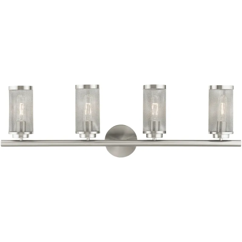 Industro 4 Light 35.5 inch Brushed Nickel Large Vanity Sconce Wall Light