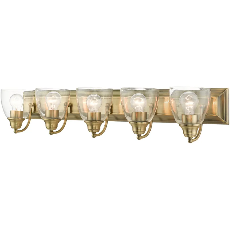 Birmingham 5 Light 36 inch Antique Brass Large Vanity Sconce Wall Light