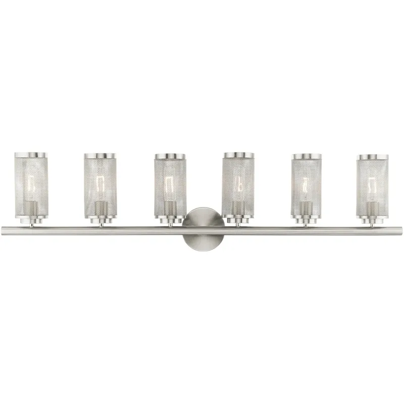 Industro 6 Light 44.5 inch Brushed Nickel Extra Large Vanity Sconce Wall Light