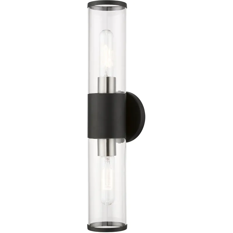 Banca 2 Light 4.25 inch Black with Brushed Nickel Accents ADA Vanity Sconce Wall Light