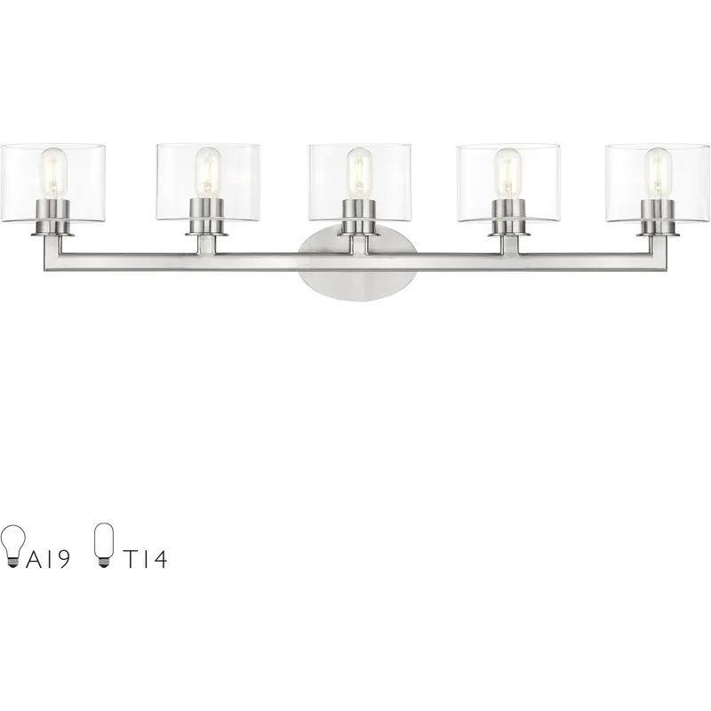 Bernardino 5 Light 44 inch Brushed Nickel Extra Large Vanity Sconce Wall Light
