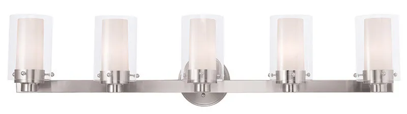 Manhattan 5 Light 35.5 inch Brushed Nickel Vanity Sconce Wall Light