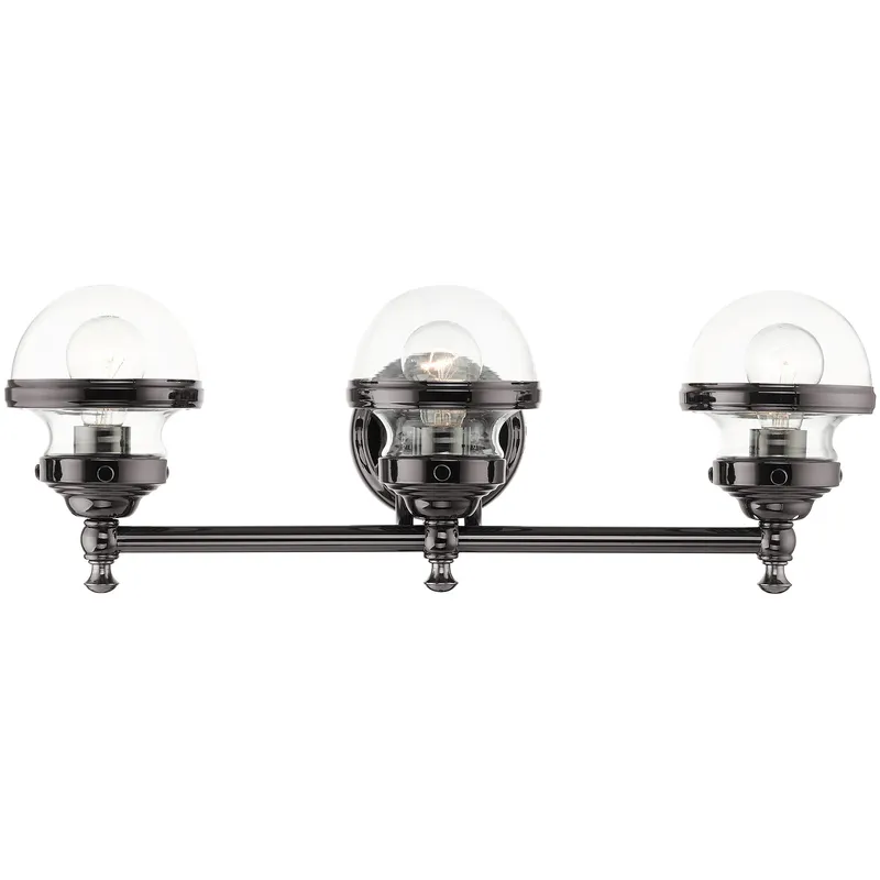 Oldwick 3 Light 24 inch Polished Black Chrome Vanity Sconce Wall Light
