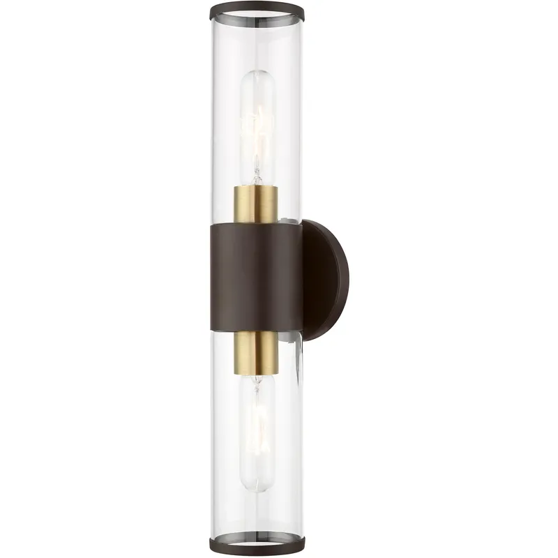 Banca 2 Light 4.25 inch Bronze with Antique Brass Accents ADA Vanity Sconce Wall Light