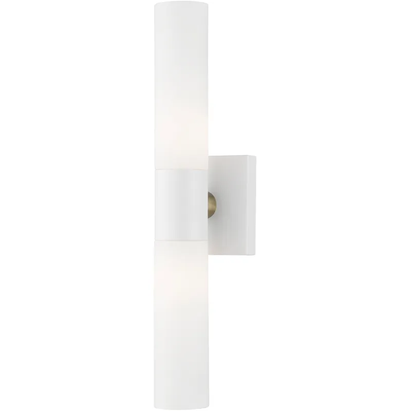 Aero 2 Light 4.5 inch Textured White with Antique Brass Accent ADA Vanity Sconce Wall Light in Textured White with Brushed Nickel Accent