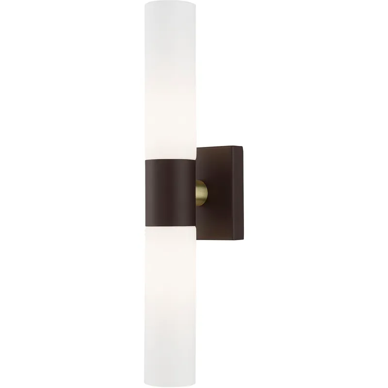 Aero 2 Light 4.5 inch Bronze with Antique Brass Accent ADA Vanity Sconce Wall Light