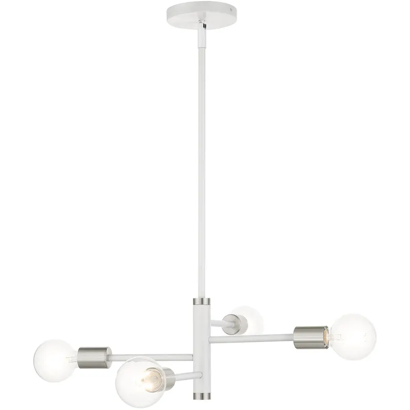 Bannister 4 Light 18 inch White with Brushed Nickel Accents Small Chandelier Ceiling Light