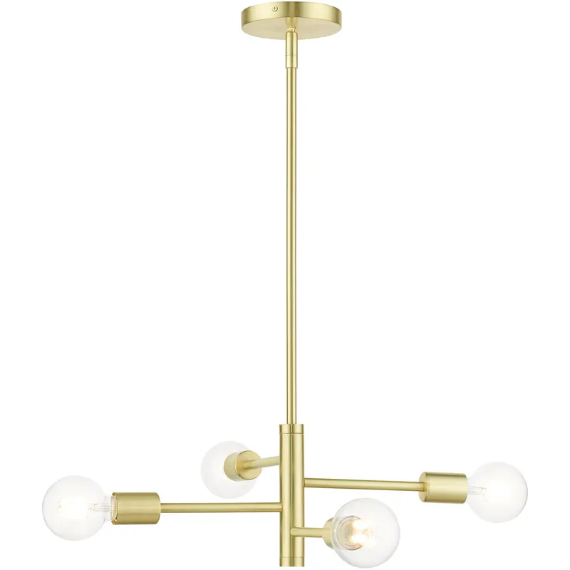 Bannister 4 Light 18 inch Satin Brass Small Chandelier Ceiling Light