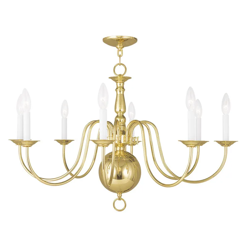 Williamsburgh 8 Light 32 inch Polished Brass Chandelier Ceiling Light
