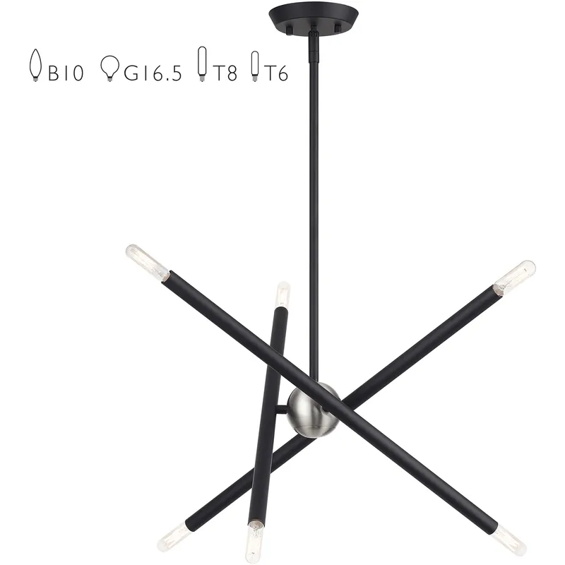 Soho 6 Light 20 inch Black Small Chandelier Ceiling Light
