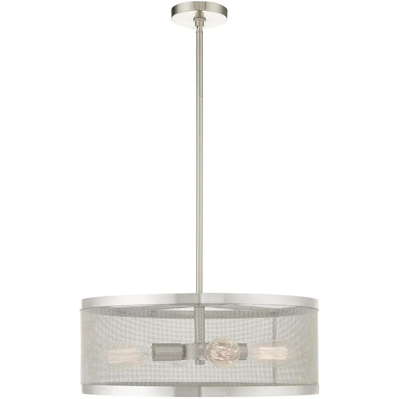 Industro 4 Light 20 inch Brushed Nickel Pendant Chandelier Ceiling Light