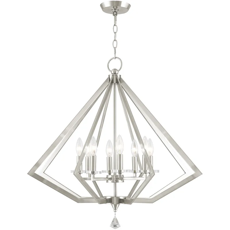 Diamond 8 Light 28 inch Brushed Nickel Chandelier Ceiling Light