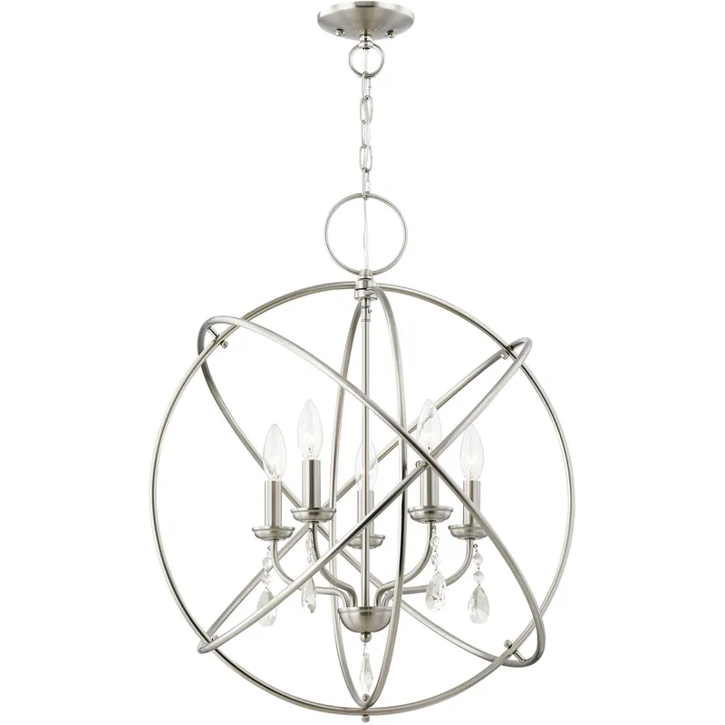 Aria 5 Light 23.5 inch Brushed Nickel Pendant Chandelier Ceiling Light
