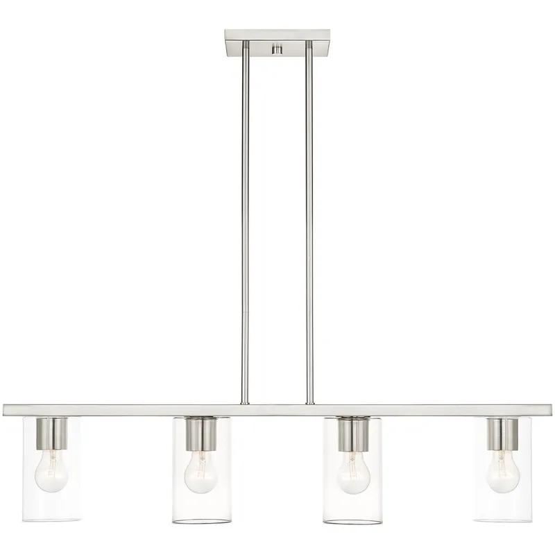 Zurich 4 Light 36 inch Brushed Nickel Linear Chandelier Ceiling Light