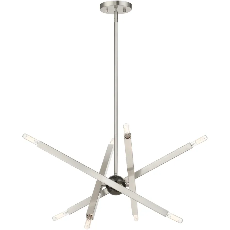 Monaco 8 Light 23 inch Brushed Nickel with Black Chrome Finish Accent Chandelier Ceiling Light