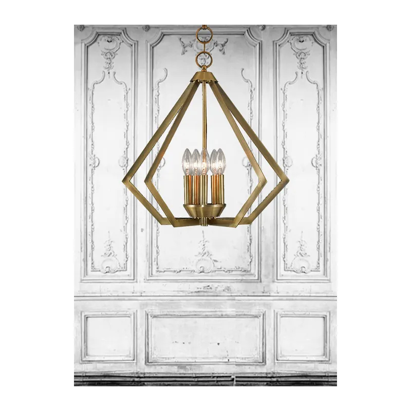 Prism 5 Light 20 inch Antique Brass Chandelier Ceiling Light