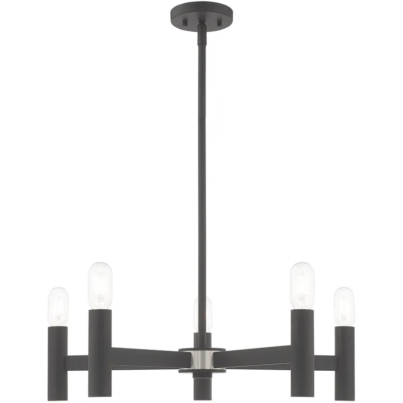 Copenhagen 5 Light 25 inch Scandinavian Gray with Brushed Nickel Accents Chandelier Ceiling Light