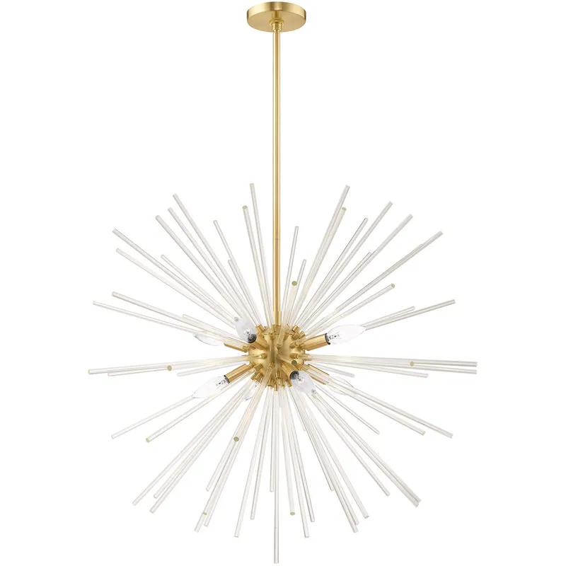 Utopia 8 Light 34 inch Satin Brass Large Pendant Chandelier Ceiling Light