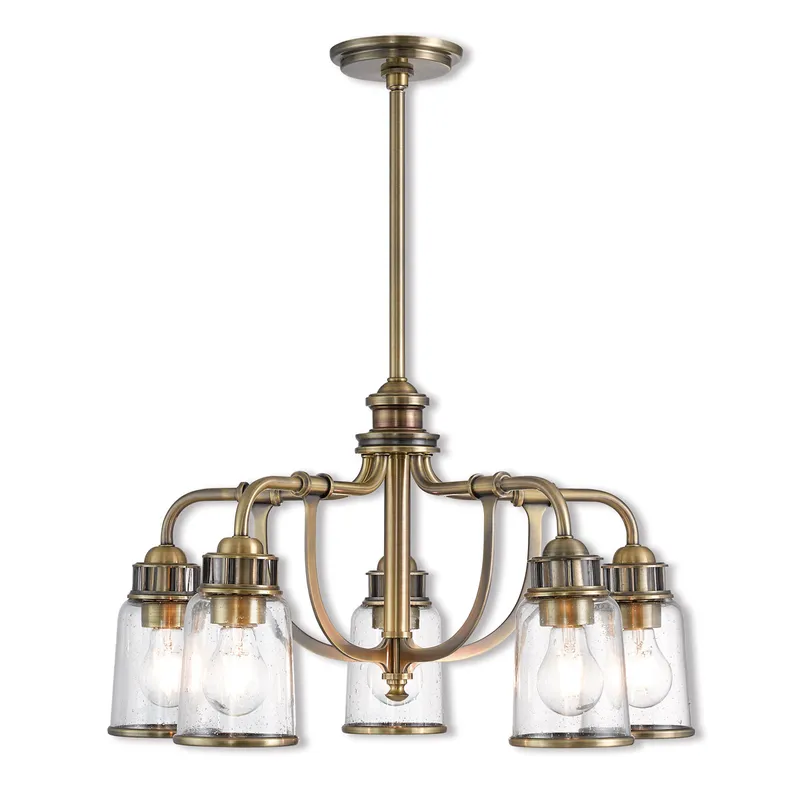 Lawrenceville 5 Light 24 inch Antique Brass Chandelier Ceiling Light
