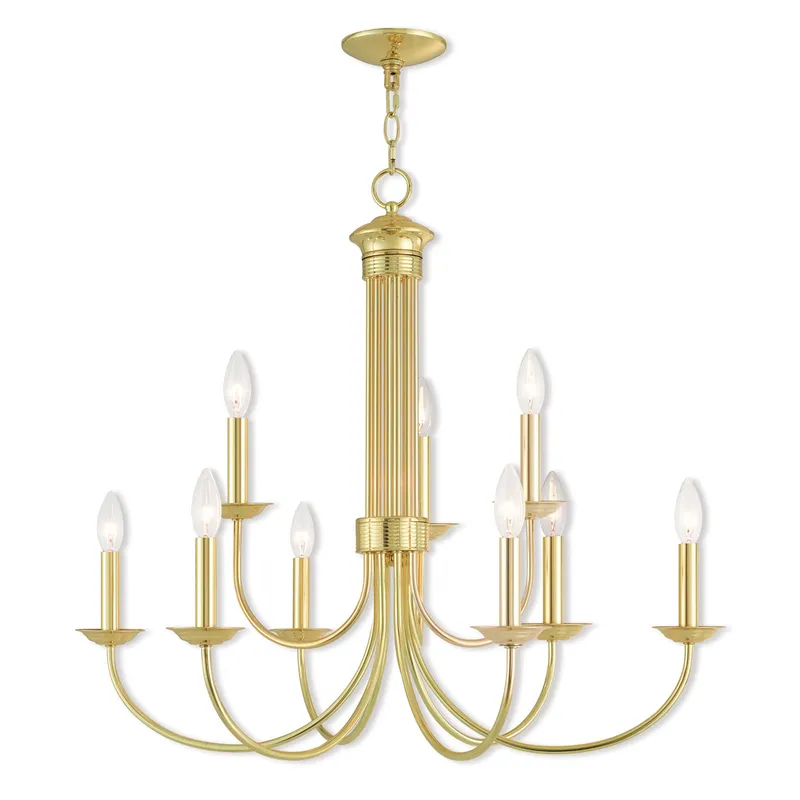 Estate 9 Light 30 inch Polished Brass 2-Tier Chandelier Ceiling Light