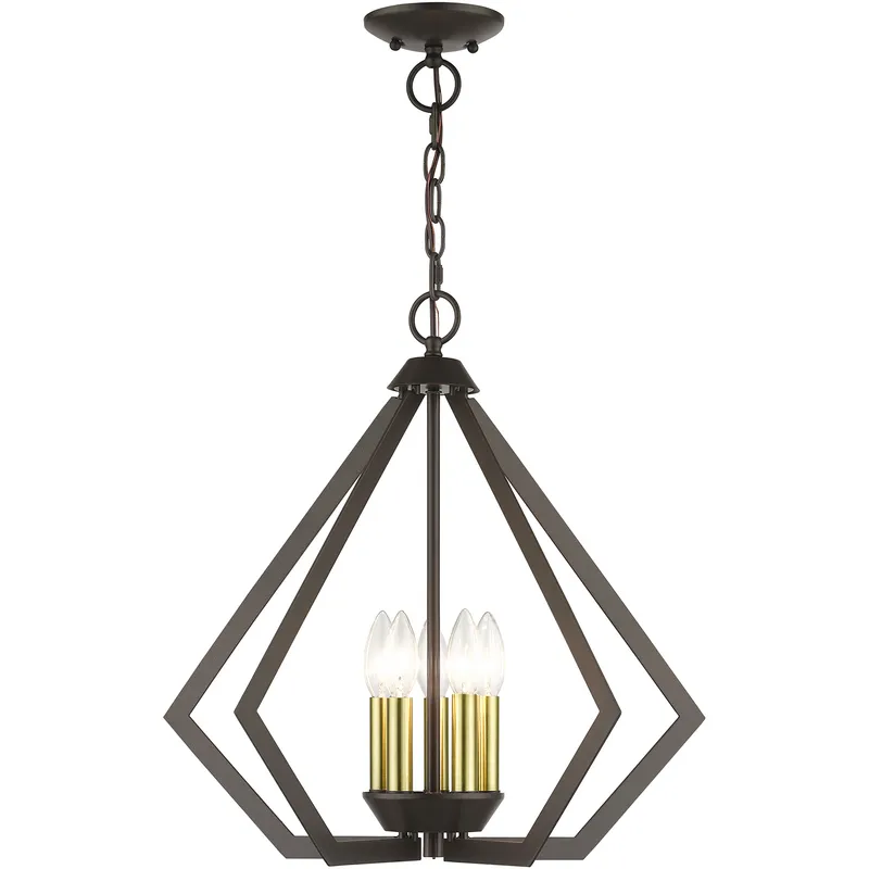 Prism 5 Light 20 inch English Bronze with Antique Brass Finish Accents Chandelier Ceiling Light