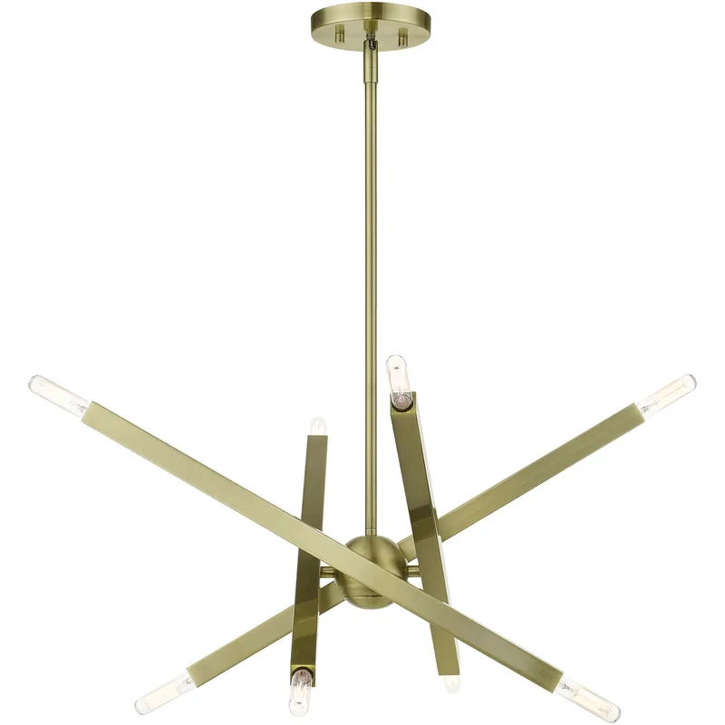 Monaco 8 Light 23 inch Antique Brass Chandelier Ceiling Light