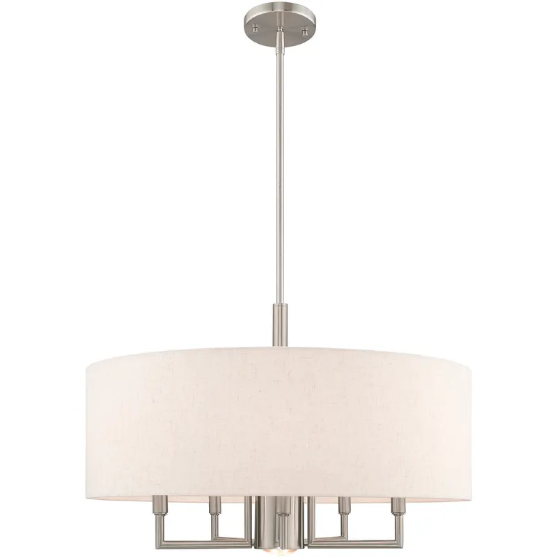 Meridian 6 Light 24 inch Brushed Nickel Pendant Chandelier Ceiling Light