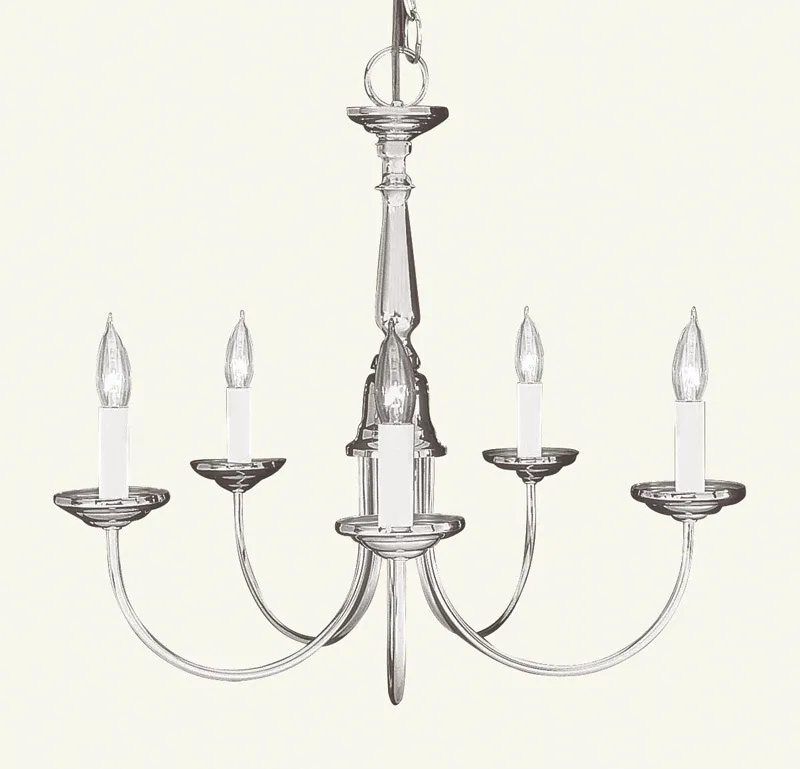 Home Basics 5 Light 17.5 inch Brushed Nickel Chandelier Ceiling Light