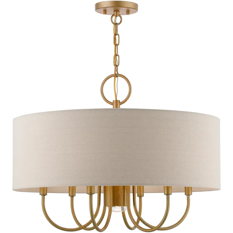 Burnett 7 Light 24 inch Antique Gold Leaf Pendant Chandelier Ceiling Light