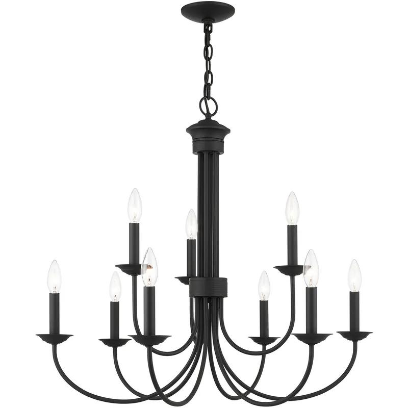 Estate 9 Light 30 inch Black 2-Tier Chandelier Ceiling Light